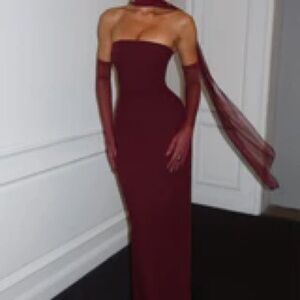 BabyBoo Yulia Maxi Dress - Cherry Lacquer with scarf